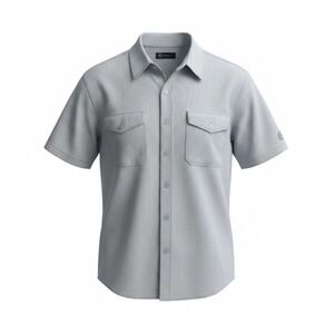 inc international concepts mens shirt  Gray Blue Textured Short Sleeve Large